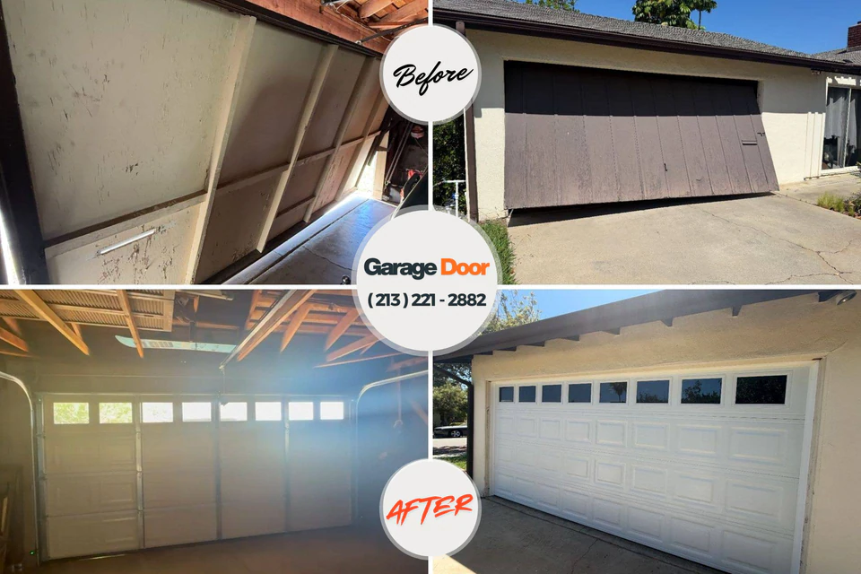 Before and after: garage door repair Rapid City, SD